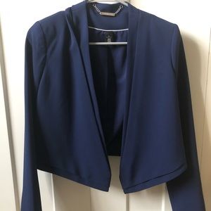 WHBM navy hip length blazer